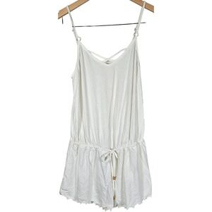 California Waves Romper Swimsuit Cover Up Drawstring Waist Arctic White XS NWT‎